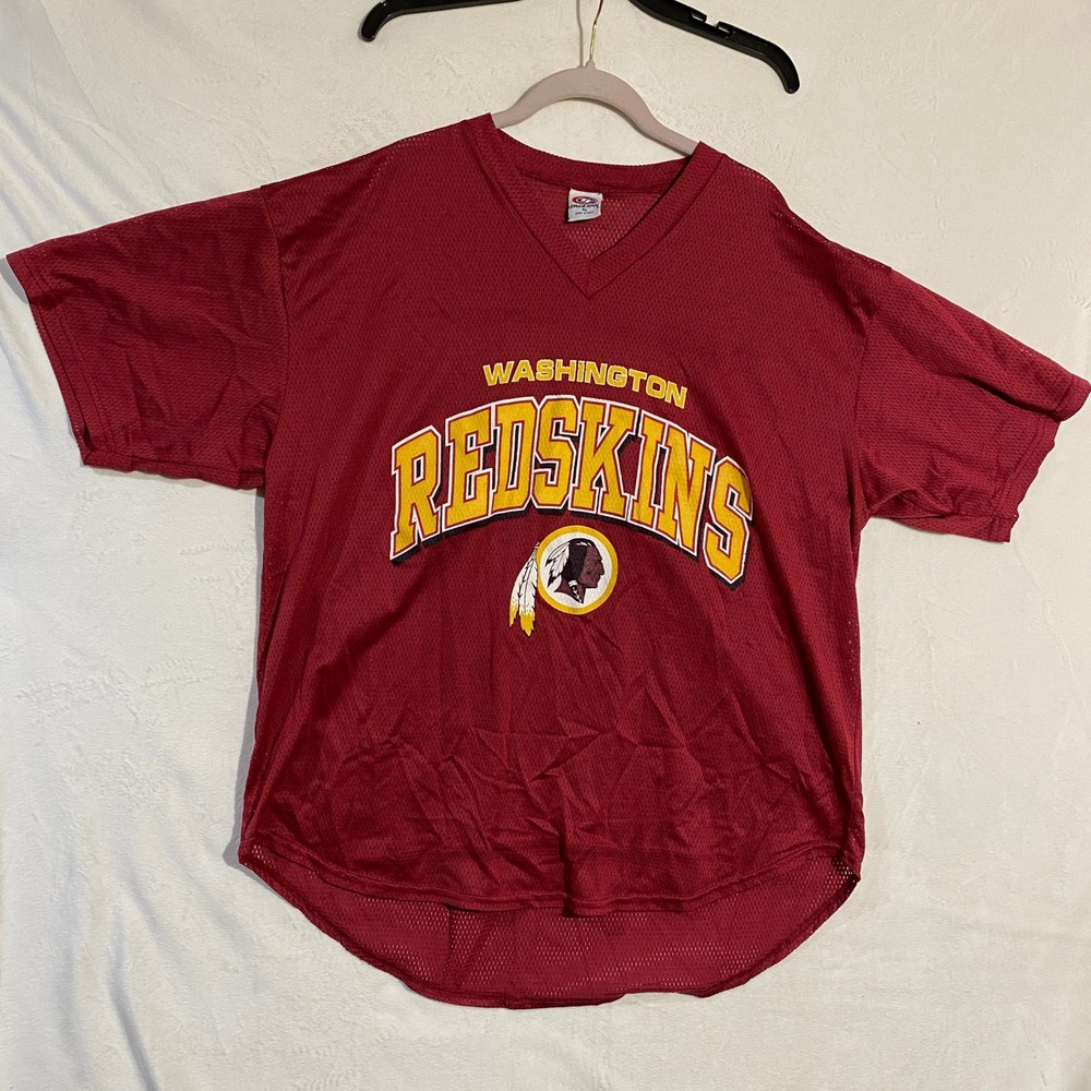 True Fan Washington Redskins Jersey Mens XL Burgundy Mesh V-Neck Vintage NFL L4
